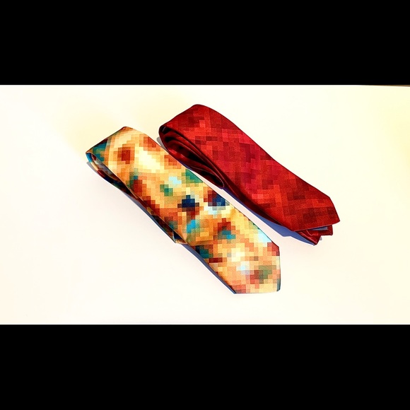 New set of 2 Ties Red Pixel & Mustard Pixel - Picture 2 of 10